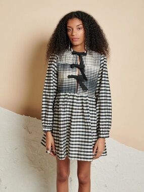 NWT Ghospell Bobbi Check Bow Mini Dress | Small